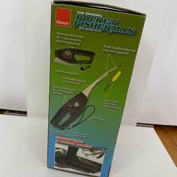 FISHING NIB Ronco Spin Casting Pocket Fisherman Glove Compartment As Seen On TV - Picture 12 of 14